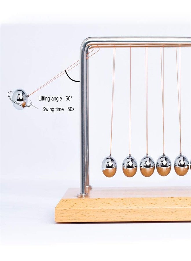 CERROPI Large Newtons Cradle Pendulum with 7 Balls, Physics Perpetual Motion Desk Toys for Office, Calm Down Fidgets, 50+ Sec Swingtime (Beech Base) - Image 3